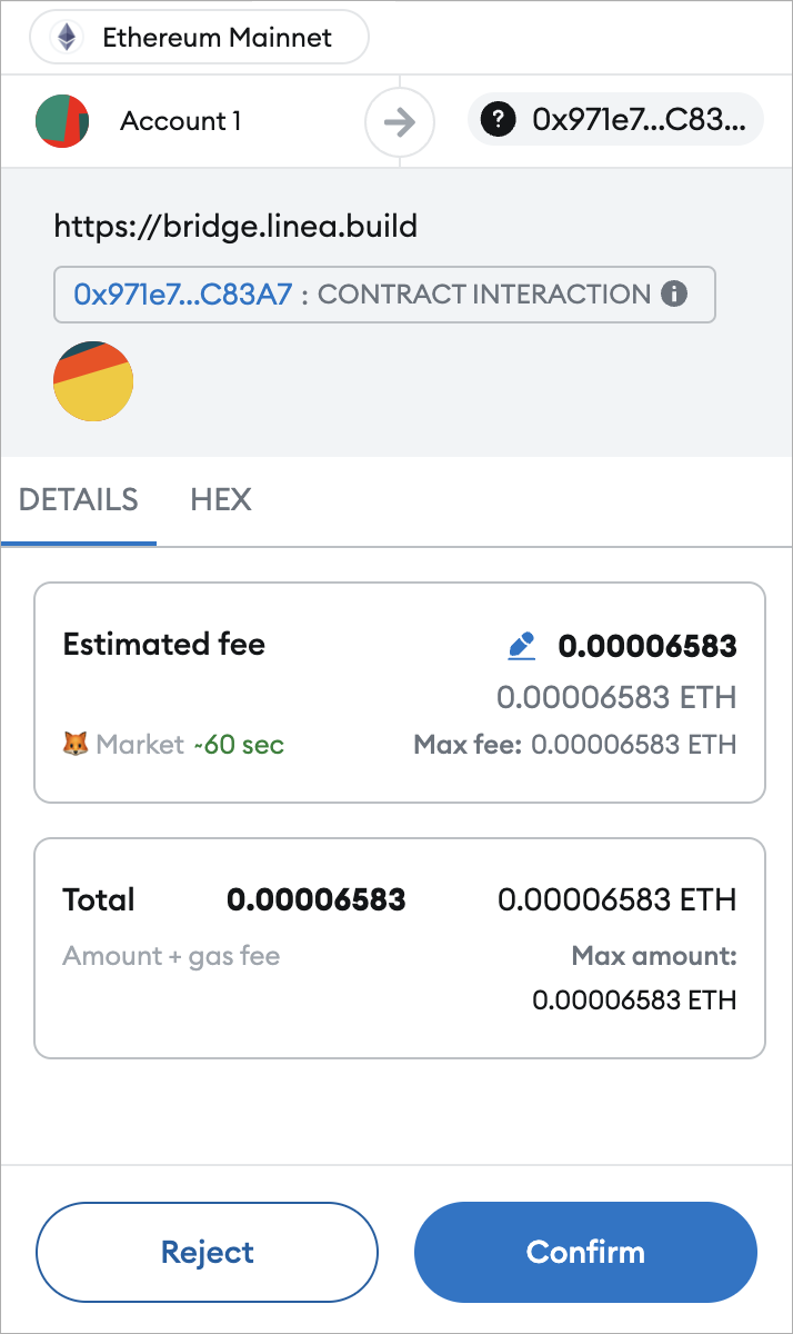 MetaMask contract interaction notification